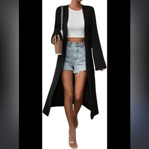 Guess sheer knit duster long sleeve slit hem sides sexy vacation wear